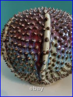 Des Pots Dutch Studio Pottery Spiky Sea Urchin 5.6 Ceramic Vase Iridescent
