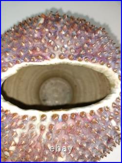 Des Pots Dutch Studio Pottery Spiky Sea Urchin 5.6 Ceramic Vase Iridescent