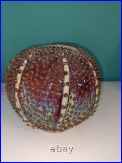 Des Pots Dutch Studio Pottery Spiky Sea Urchin 5.6 Ceramic Vase Iridescent