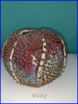 Des Pots Dutch Studio Pottery Spiky Sea Urchin 5.6 Ceramic Vase Iridescent