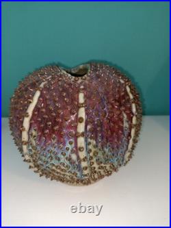 Des Pots Dutch Studio Pottery Spiky Sea Urchin 5.6 Ceramic Vase Iridescent