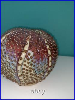 Des Pots Dutch Studio Pottery Spiky Sea Urchin 5.6 Ceramic Vase Iridescent