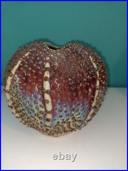 Des Pots Dutch Studio Pottery Spiky Sea Urchin 5.6 Ceramic Vase Iridescent