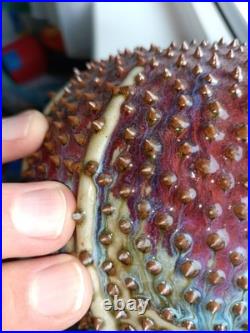 Des Pots Dutch Studio Pottery Spiky Sea Urchin 5.6 Ceramic Vase Iridescent