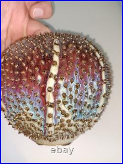 Des Pots Dutch Studio Pottery Spiky Sea Urchin 5.6 Ceramic Vase Iridescent