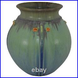 Door Pottery 2012 Experimental Green Blue Blended Prairie Globe Art Deco Vase