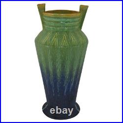 Door Pottery 2012 Product Development Matte Green Blue Carved Atomic Vase