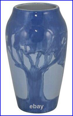 Door Pottery Experimental Vellum Blue Trees On A Blue Background Rhead Vase