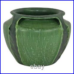Door Pottery Matte Green Four Handled Reticulated Arts and Crafts Vase