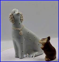 Dorothy Clough Signed Ceramic Poodle Powder Blue MCM British Studio Pottery VGC