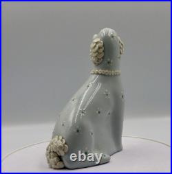Dorothy Clough Signed Ceramic Poodle Powder Blue MCM British Studio Pottery VGC