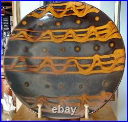 Doug Fitch an exceptional studio pottery very large wood-fired slipware charger
