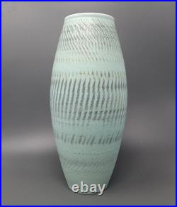EMILY MYERS Studio Pottery Porcelain Vase Celadon Green with Linear Decoration