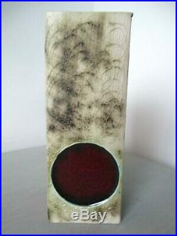 Early 1970's Carn Pottery Vase With Cadmium Selenium Red Spot J Beusmans