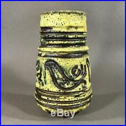 Early ROSE CABAT Studio Pottery Vase with Volcanic Glaze, Bird Decoration, Arizona