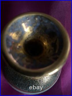 Early Tony Laverick Signed Hand Painted Metallic lustred Art Pottery Vase 18cm h