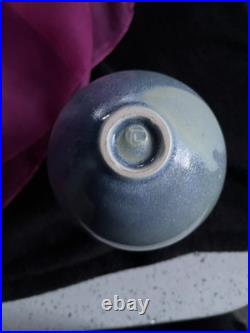 Early Tony Laverick Signed Hand Painted Metallic lustred Art Pottery Vase 18cm h