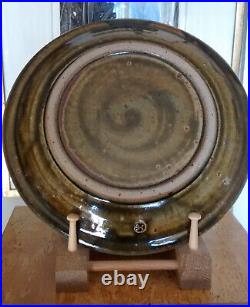 Edward Hughes studio pottery large stoneware plate or shallow dish, ash glaze