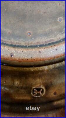 Edward Hughes studio pottery large stoneware plate or shallow dish, ash glaze