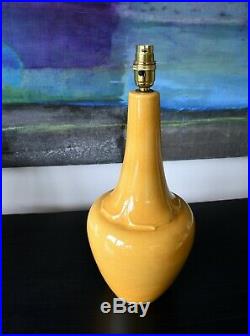 Elegant Mid 20th Century Yellow Orche Pottery Vase Brass Side Table Hall Lamp