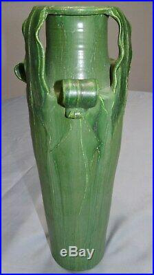 Ephraim Faience Kevin Hicks Art Pottery Large 14 Vase Grueby Style Matte Green
