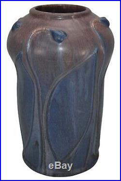 Ephraim Faience Pottery 2001 Budding Poppy Matte Purple Ceramic Vase 124
