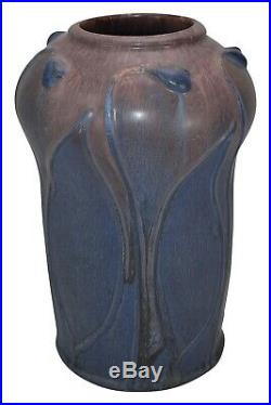 Ephraim Faience Pottery 2001 Budding Poppy Matte Purple Ceramic Vase 124