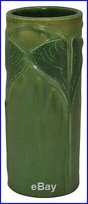 Ephraim Faience Pottery 2001 Experimental Matte Green Ginkgo Vase