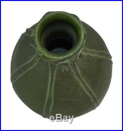 Ephraim Faience Pottery 2004 Antique Green Leaf Arts and Crafts Vase