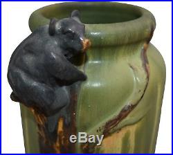Ephraim Faience Pottery 2004 Climbing Black Bear Vase 406