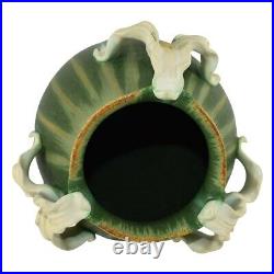 Ephraim Faience Pottery 2004 Matte Green White Trillium Vase 418