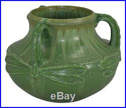 Ephraim Faience Pottery 2007 Century Studios Matte Green Dragonfly Vase