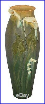 Ephraim Faience Pottery 2009 Large Calla Lily Red Wing Show Floor Vase C70