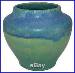 Ephraim Faience Pottery Experimental Aqua Two Tone Test Glaze Vase Draves