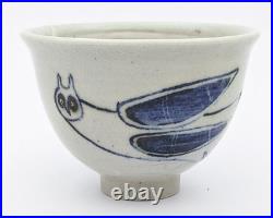 Eric James Mellon Owl & Face Studio Pottery Small Bowl 20th Century Eric James Mellon Owl & Face Studio Pottery Small Bowl 20th Century