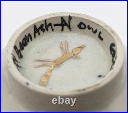 Eric James Mellon Owl & Face Studio Pottery Small Bowl 20th Century Eric James Mellon Owl & Face Studio Pottery Small Bowl 20th Century