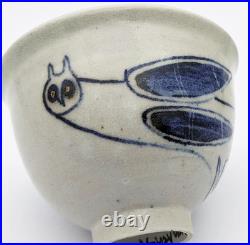 Eric James Mellon Owl & Face Studio Pottery Small Bowl 20th Century Eric James Mellon Owl & Face Studio Pottery Small Bowl 20th Century