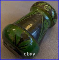 Fabulous Art Pottery Black and Green Salt Glazed Arts and Crafts Vase c. 1900