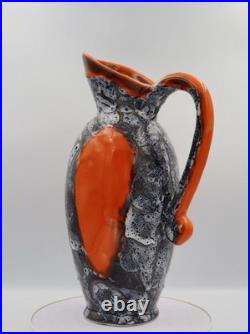 Fabulous mid century French Vallauris Lava-Glaze Jug & Six Goblets Pottery Set