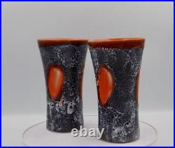 Fabulous mid century French Vallauris Lava-Glaze Jug & Six Goblets Pottery Set Fabulous mid century French Vallauris Lava-Glaze Jug & Six Goblets Pottery Set