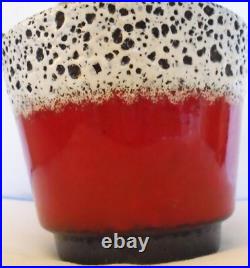 Fat Lava West Germany Studio Art German red white charcoal crunchy pot vgc