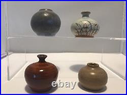 Four Miniature Studio Vases Two By Ove Rasmussen-Vaedelund (b. 1933) Signed
