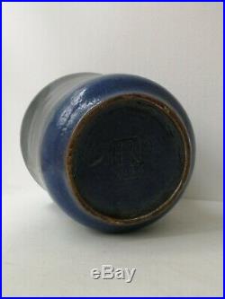 Francis Emma Richards Signed Vase 1926 Stoneware Blue Glaze Studio Pottery