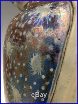 Freiwald Art Pottery Studio Bat Amphora art nouveau luster massier vase 12.5 in
