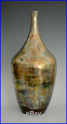 Freiwald Art Pottery Studio feelie bottle art nouveau luster lava massier 13.5