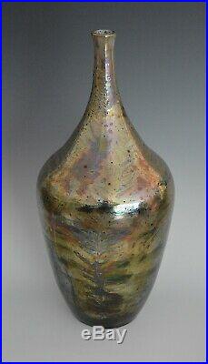 Freiwald Art Pottery Studio feelie bottle art nouveau luster lava massier 13.5