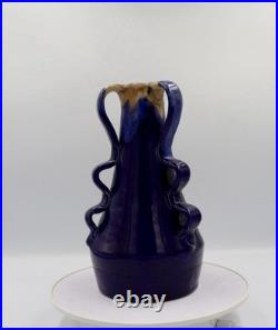 French Art Deco Studio Stoneware Vase c. 1925-35 Cobalt Blue Impressed'B