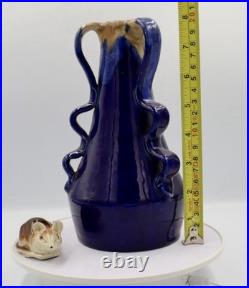 French Art Deco Studio Stoneware Vase c. 1925-35 Cobalt Blue Impressed'B