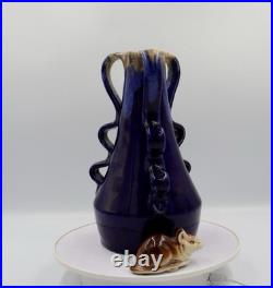 French Art Deco Studio Stoneware Vase c. 1925-35 Cobalt Blue Impressed'B