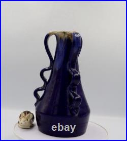 French Art Deco Studio Stoneware Vase c. 1925-35 Cobalt Blue Impressed'B